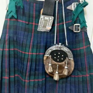Elegant Tartan A-Line Skirt - Blue and Green